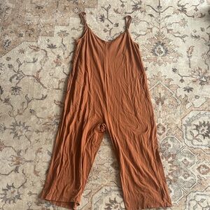 Coyuchi Rust Orange Slip Jumpsuit with Adjustable Straps